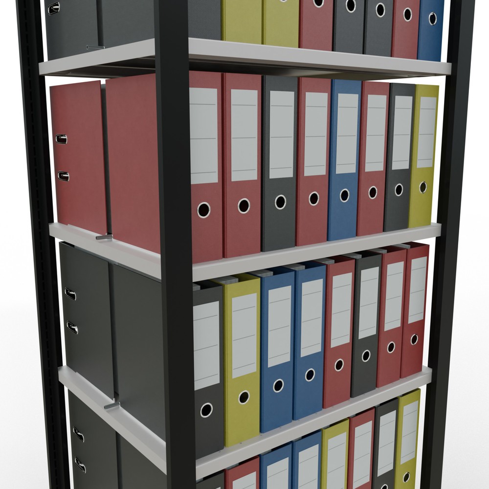 Número de imagen del producto 3: Estantería para archivo SCHULTE módulo inicial, bilateral, con topes intermedios, carga por estante 150 kg, negro, Al x An x F 2.300 x 750 x 600 mm