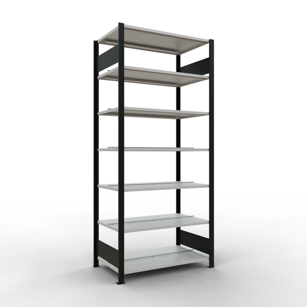 Imagen del producto: Estantería para archivo SCHULTE módulo inicial, bilateral, con topes intermedios, carga por estante 150 kg, negro, Al x An x F 2.300 x 1.000 x 600 mm