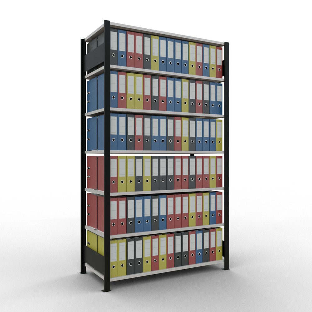 Número de imagen del producto 2: Estantería para archivo SCHULTE módulo inicial, bilateral, con topes intermedios, carga por estante 150 kg, negro, Al x An x F 2.300 x 1.300 x 600 mm