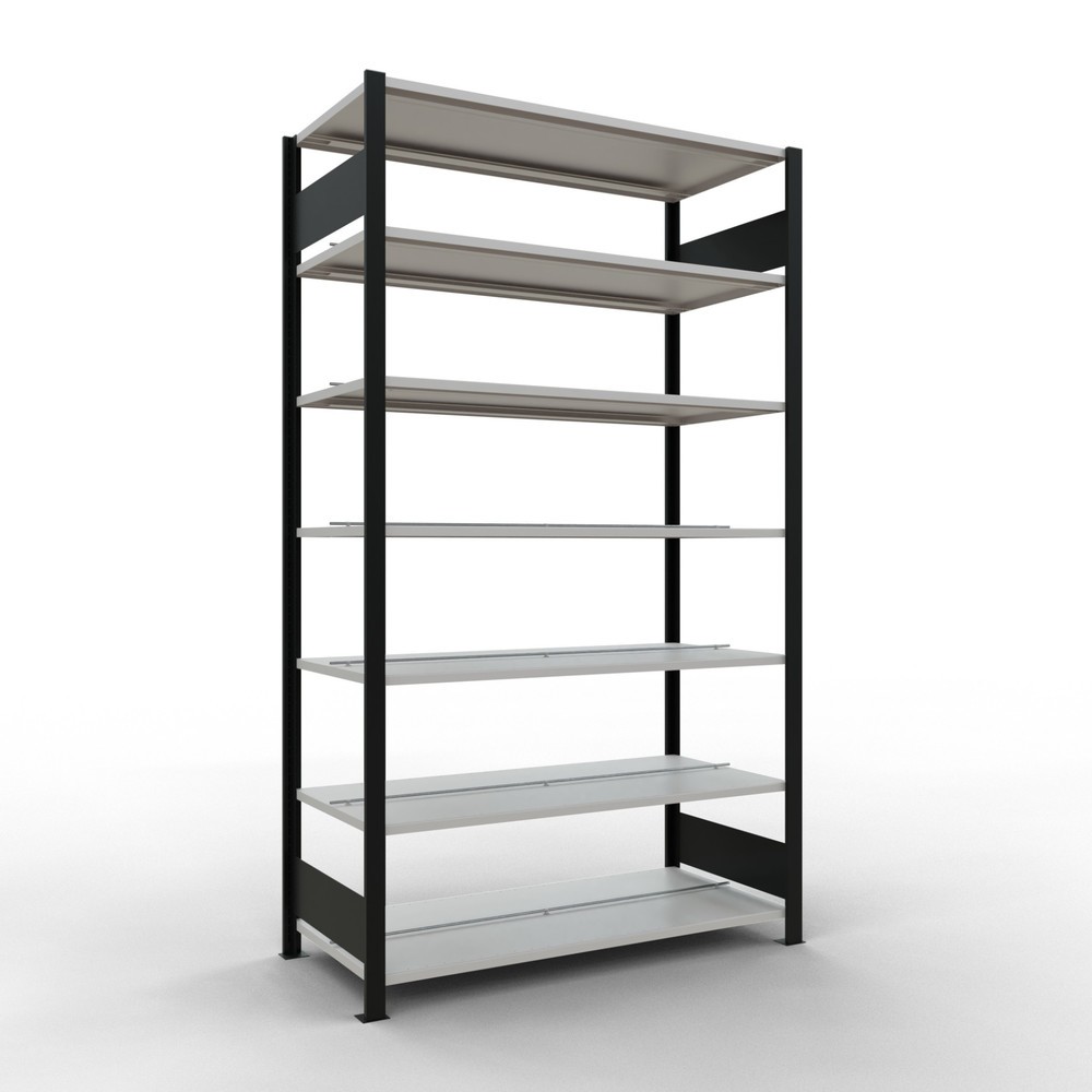 Imagen del producto: Estantería para archivo SCHULTE módulo inicial, bilateral, con topes intermedios, carga por estante 150 kg, negro, Al x An x F 2.300 x 1.300 x 600 mm