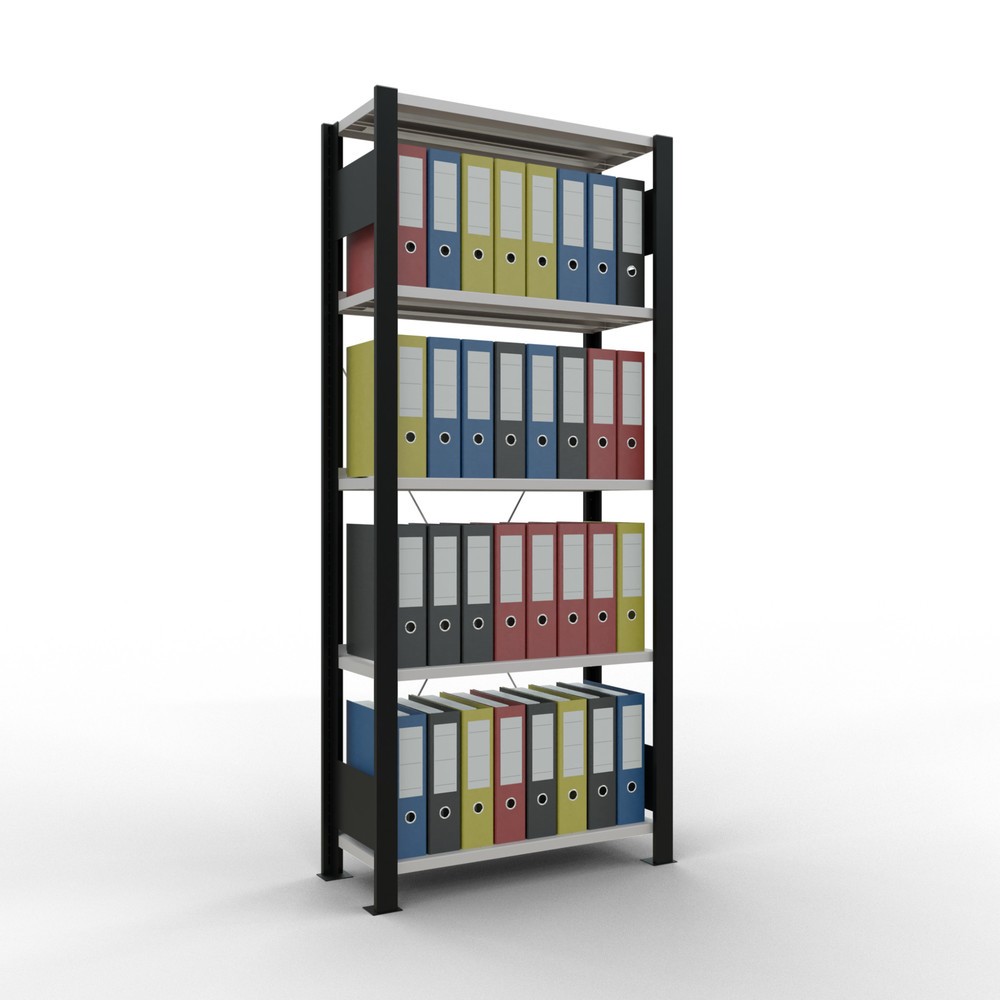 Número de imagen del producto 2: Estantería para archivo SCHULTE módulo inicial, unilateral, con topes finales, carga por estante 85 kg, negro, Al x An x F 1.800 x 750 x 300 mm