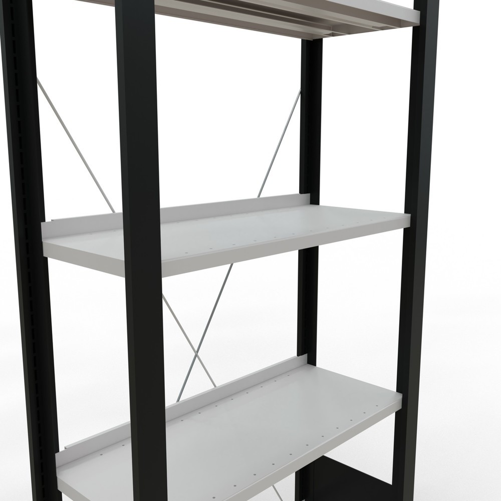 Número de imagen del producto 4: Estantería para archivo SCHULTE módulo inicial, unilateral, con topes finales, carga por estante 85 kg, negro, Al x An x F 1.800 x 750 x 300 mm