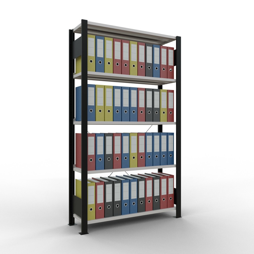 Número de imagen del producto 2: Estantería para archivo SCHULTE módulo inicial, unilateral, con topes finales, carga por estante 85 kg, negro, Al x An x F 1.800 x 1.000 x 300 mm