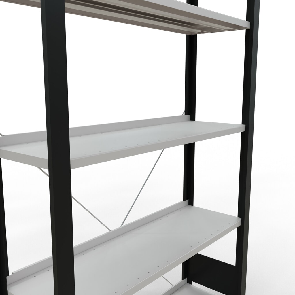 Estantería para archivo SCHULTE módulo inicial, unilateral, con topes finales, carga por estante 85 kg, negro, Al x An x F 1.800 x 1.000 x 300 mm Número de imagen del producto 4: Estantería para archivo SCHULTE módulo inicial, unilateral, con topes finales, carga por estante 85 kg, negro, Al x An x F 1.800 x 1.000 x 300 mm