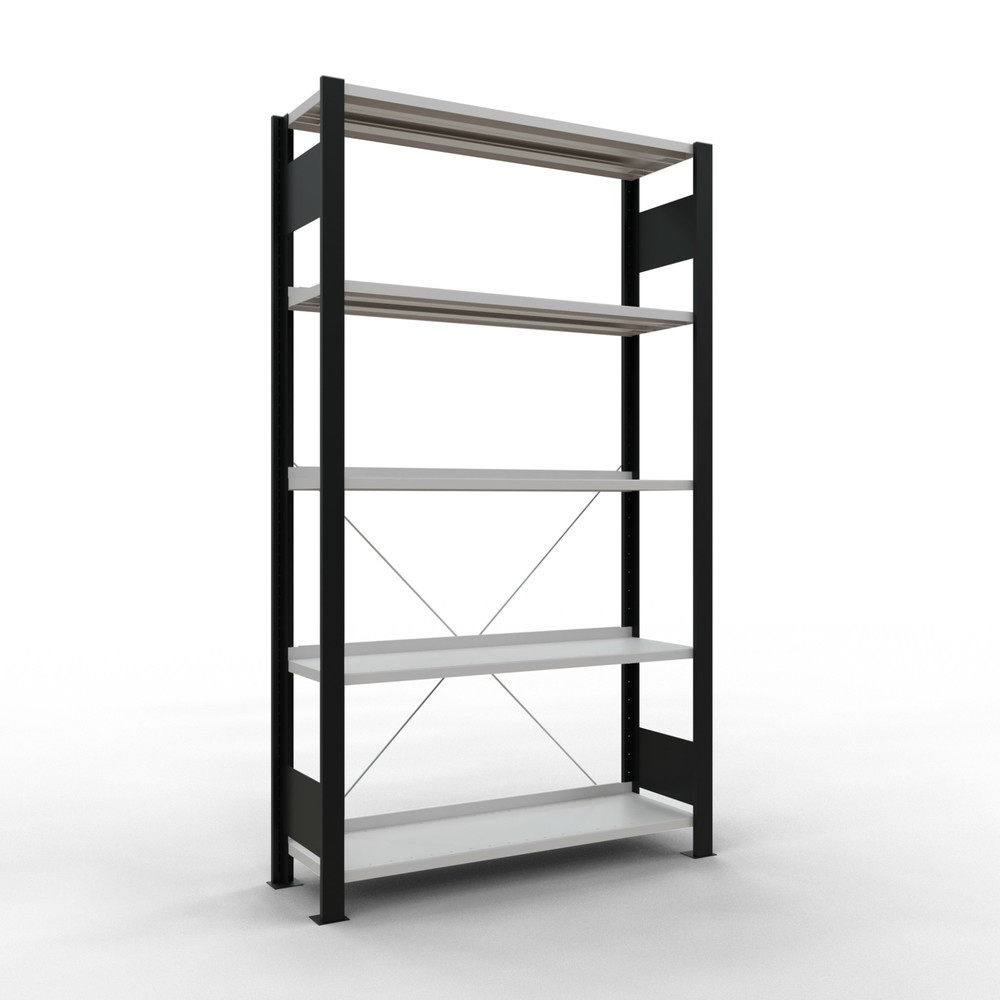 Imagen del producto: Estantería para archivo SCHULTE módulo inicial, unilateral, con topes finales, carga por estante 85 kg, negro, Al x An x F 1.800 x 1.000 x 300 mm