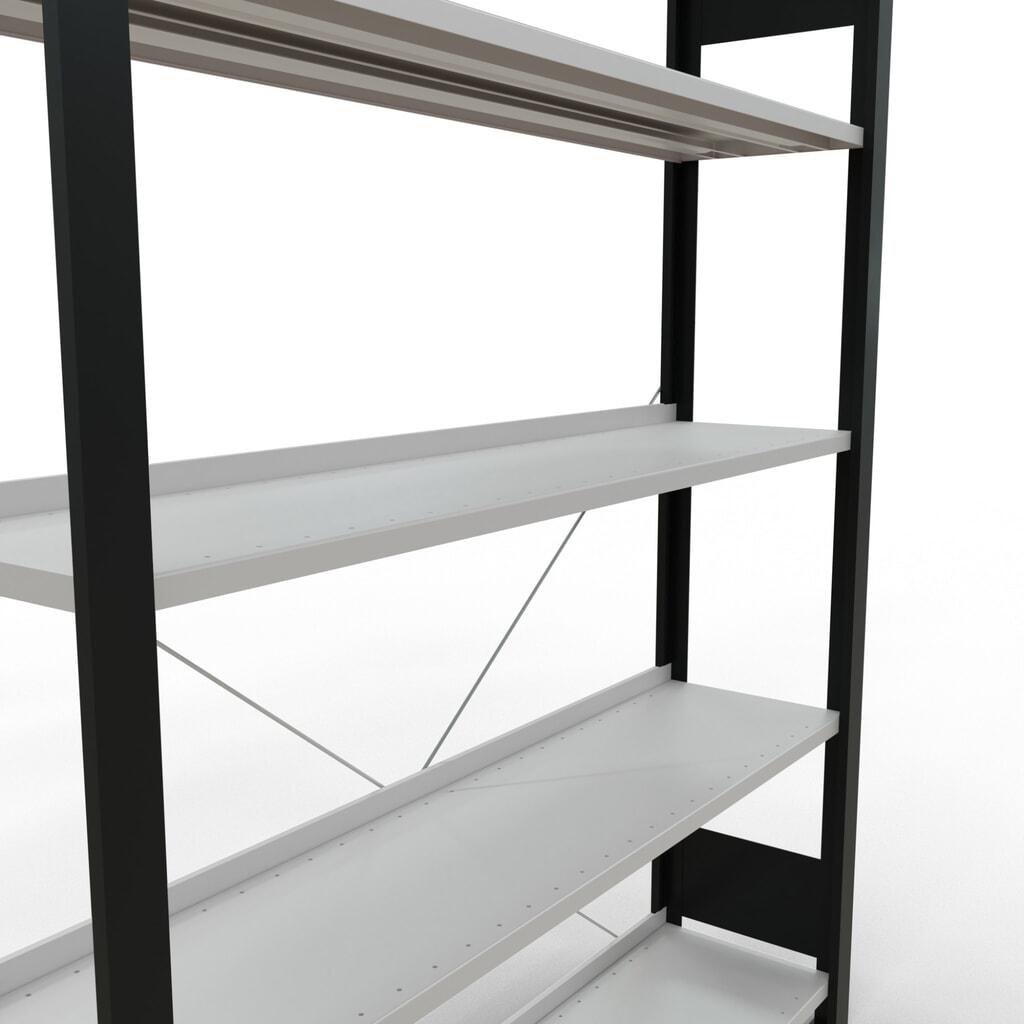 Estantería para archivo SCHULTE módulo inicial, unilateral, con topes finales, carga por estante 85 kg, negro, Al x An x F 1.800 x 1.300 x 300 mm Número de imagen del producto 4: Estantería para archivo SCHULTE módulo inicial, unilateral, con topes finales, carga por estante 85 kg, negro, Al x An x F 1.800 x 1.300 x 300 mm