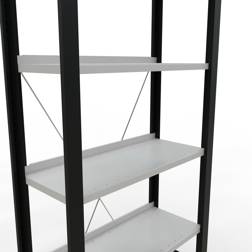 Número de imagen del producto 4: Estantería para archivo SCHULTE módulo inicial, unilateral, con topes finales, carga por estante 85 kg, negro, Al x An x F 2.000 x 750 x 300 mm