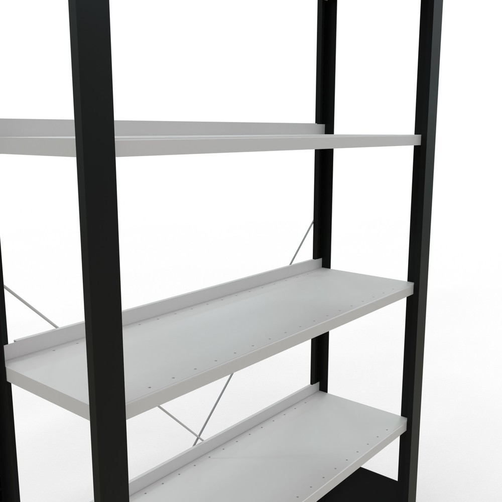 Número de imagen del producto 4: Estantería para archivo SCHULTE módulo inicial, unilateral, con topes finales, carga por estante 85 kg, negro, Al x An x F 2.000 x 1.000 x 300 mm