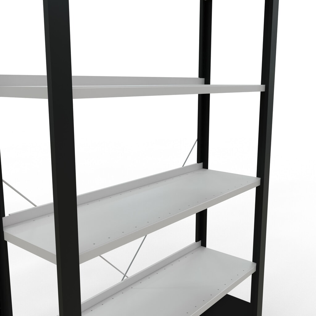 Número de imagen del producto 4: Estantería para archivo SCHULTE módulo inicial, unilateral, con topes finales, carga por estante 85 kg, negro, Al x An x F 2.000 x 1.000 x 300 mm