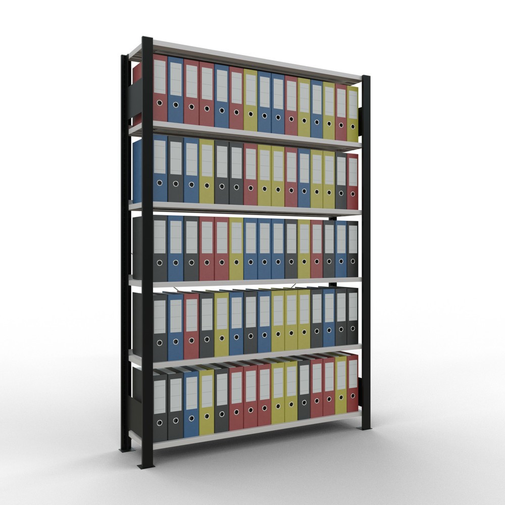 Número de imagen del producto 2: Estantería para archivo SCHULTE módulo inicial, unilateral, con topes finales, carga por estante 85 kg, negro, Al x An x F 2.000 x 1.300 x 300 mm