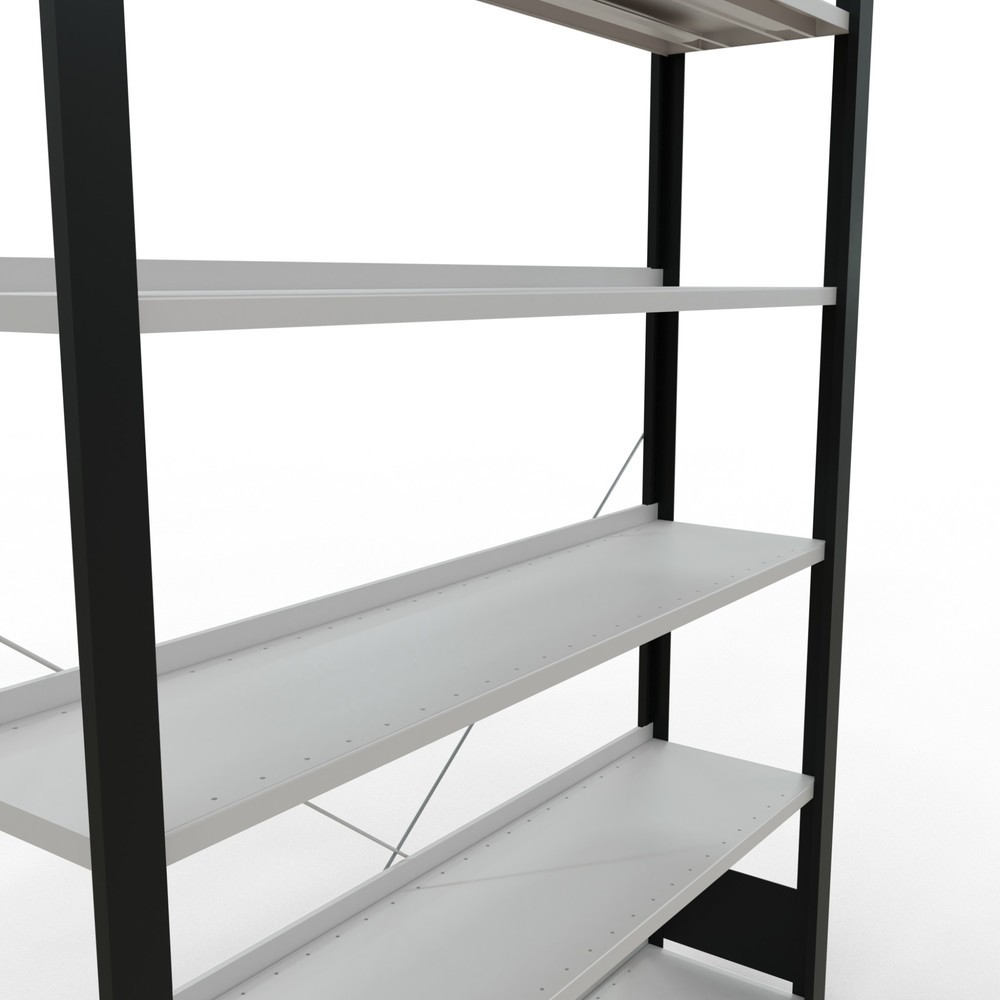Número de imagen del producto 4: Estantería para archivo SCHULTE módulo inicial, unilateral, con topes finales, carga por estante 85 kg, negro, Al x An x F 2.000 x 1.300 x 300 mm