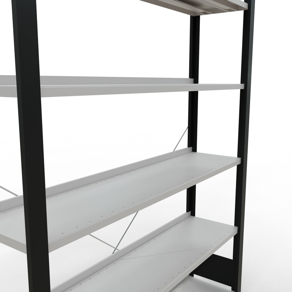 Número de imagen del producto 4: Estantería para archivo SCHULTE módulo inicial, unilateral, con topes finales, carga por estante 85 kg, negro, Al x An x F 2.000 x 1.300 x 300 mm