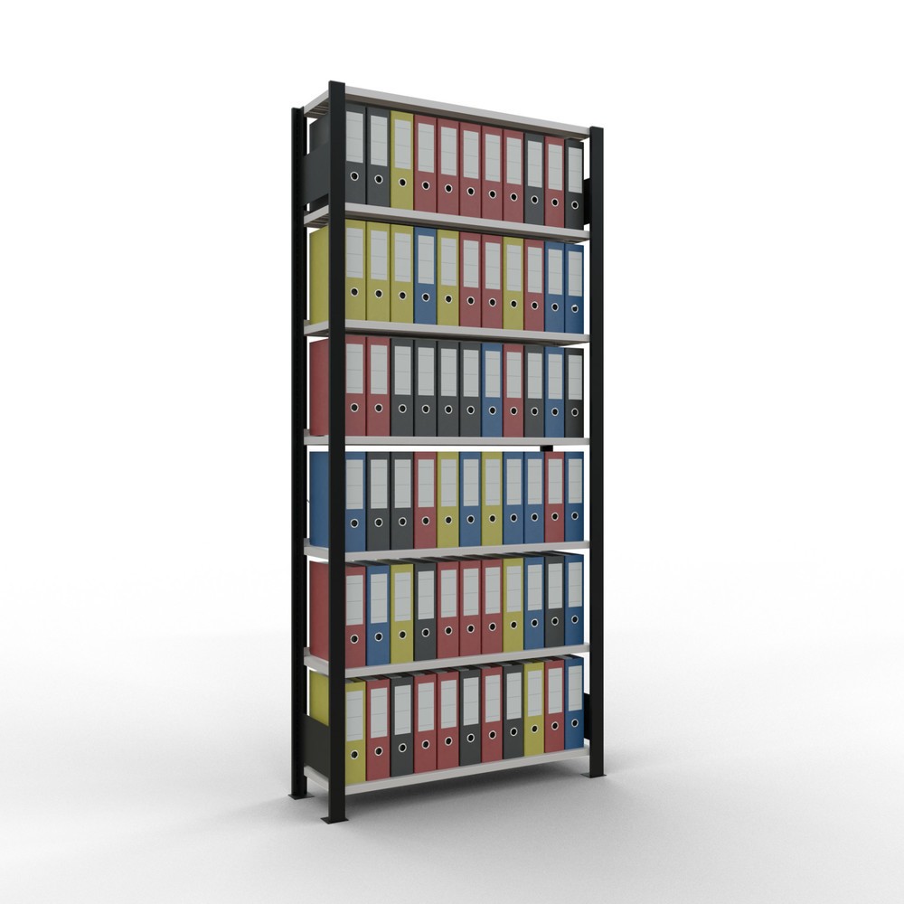 Número de imagen del producto 2: Estantería para archivo SCHULTE módulo inicial, unilateral, con topes finales, carga por estante 85 kg, negro, Al x An x F 2.300 x 1.000 x 300 mm