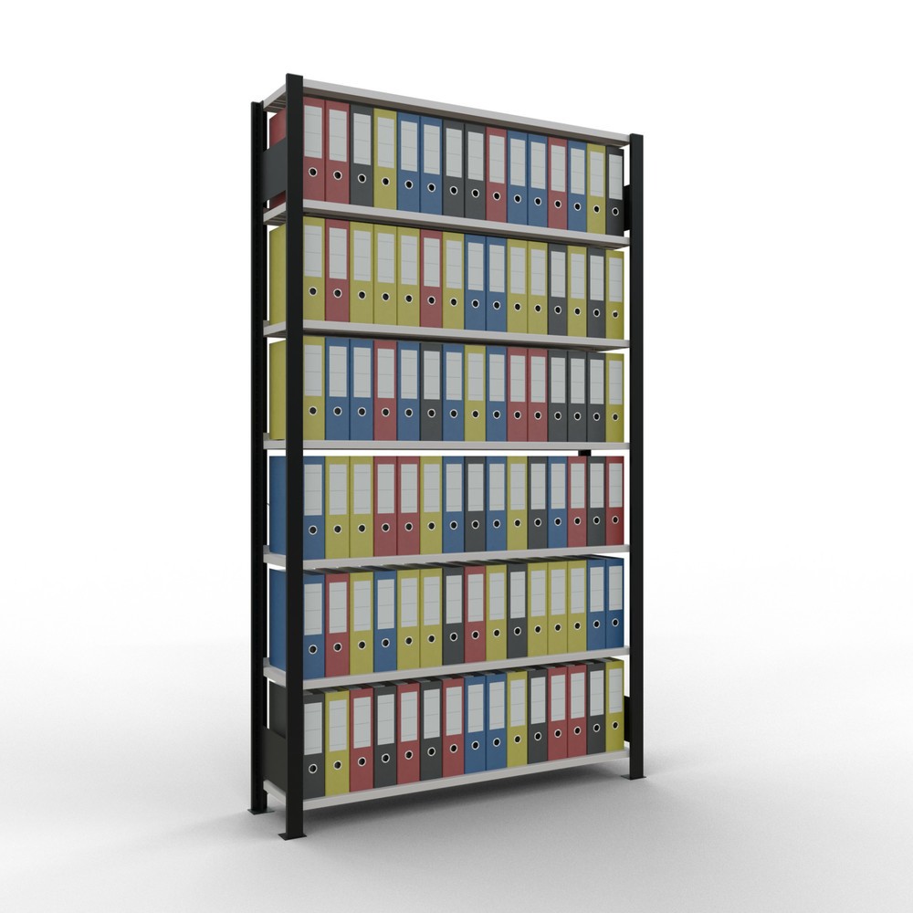 Número de imagen del producto 2: Estantería para archivo SCHULTE módulo inicial, unilateral, con topes finales, carga por estante 85 kg, negro, Al x An x F 2.300 x 1.300 x 300 mm