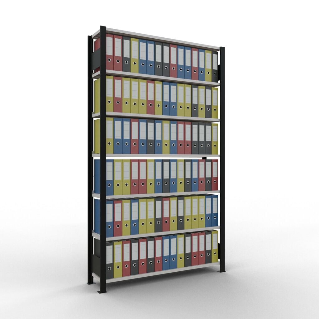 Número de imagen del producto 2: Estantería para archivo SCHULTE módulo inicial, unilateral, con topes finales, carga por estante 85 kg, negro, Al x An x F 2.300 x 1.300 x 300 mm
