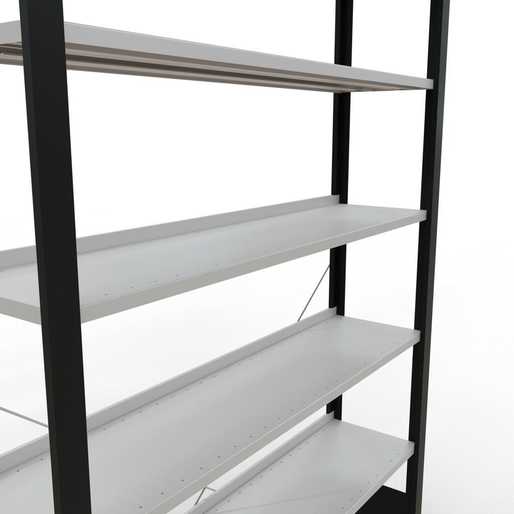 Número de imagen del producto 4: Estantería para archivo SCHULTE módulo inicial, unilateral, con topes finales, carga por estante 85 kg, negro, Al x An x F 2.300 x 1.300 x 300 mm