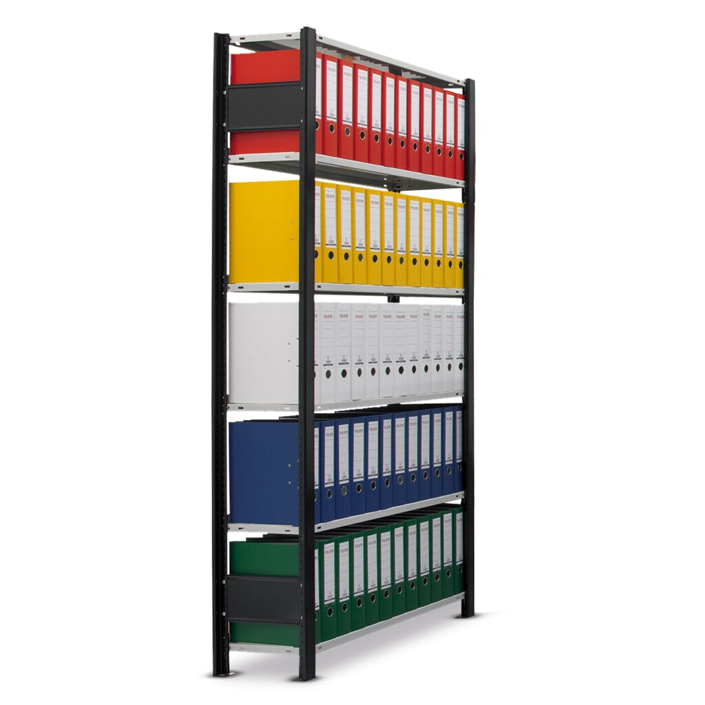 Estantería para archivo SCHULTE módulo inicial, unilateral, con topes finales, carga por estante 85 kg, negro, Al x An x F 2.300 x 750 x 300 mm Número de imagen del producto 2: Estantería para archivo SCHULTE módulo inicial, unilateral, con topes finales, carga por estante 85 kg, negro, Al x An x F 2.300 x 750 x 300 mm