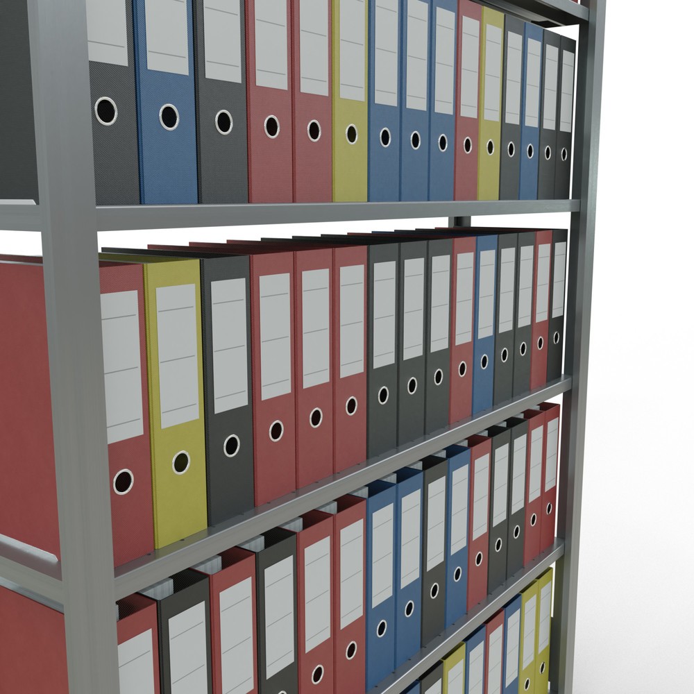 Número de imagen del producto 3: Estantería para archivo SCHULTE módulo inicial, unilateral, sin topes finales, carga por estante 85 kg, Al x An x F 2.000 x 1.300 x 300 mm