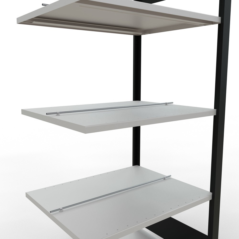Número de imagen del producto 4: estantería para archivo SCHULTE módulo adicional, doble cara, con topes centrales, carga por estante 150 kg, negro, alto H x An x F 1.800 x 750 x 600 mm