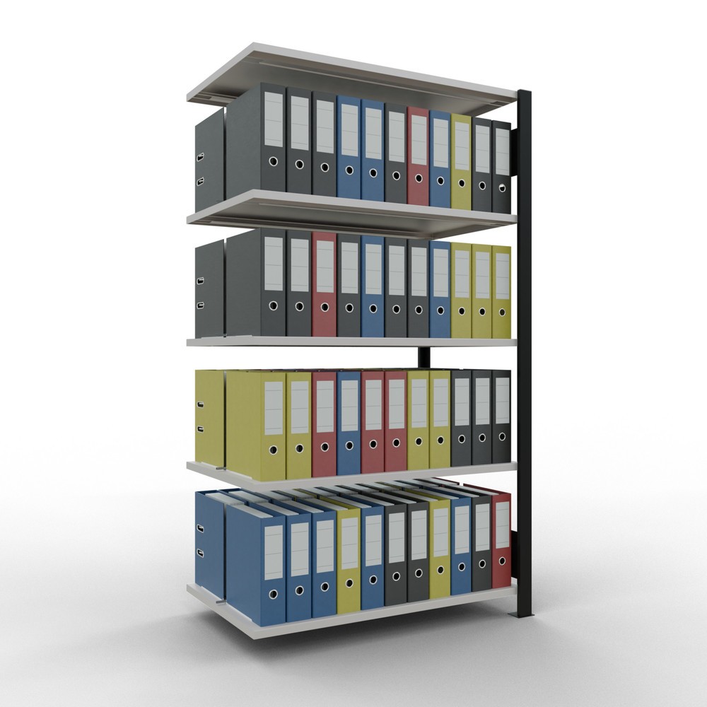 Número de imagen del producto 2: Estantería para archivos SCHULTE, módulo adicional, bilateral, con topes intermedios, carga por estante de 150 kg, negra, Al x An x P: 1.800 x 1.000 x 600 mm
