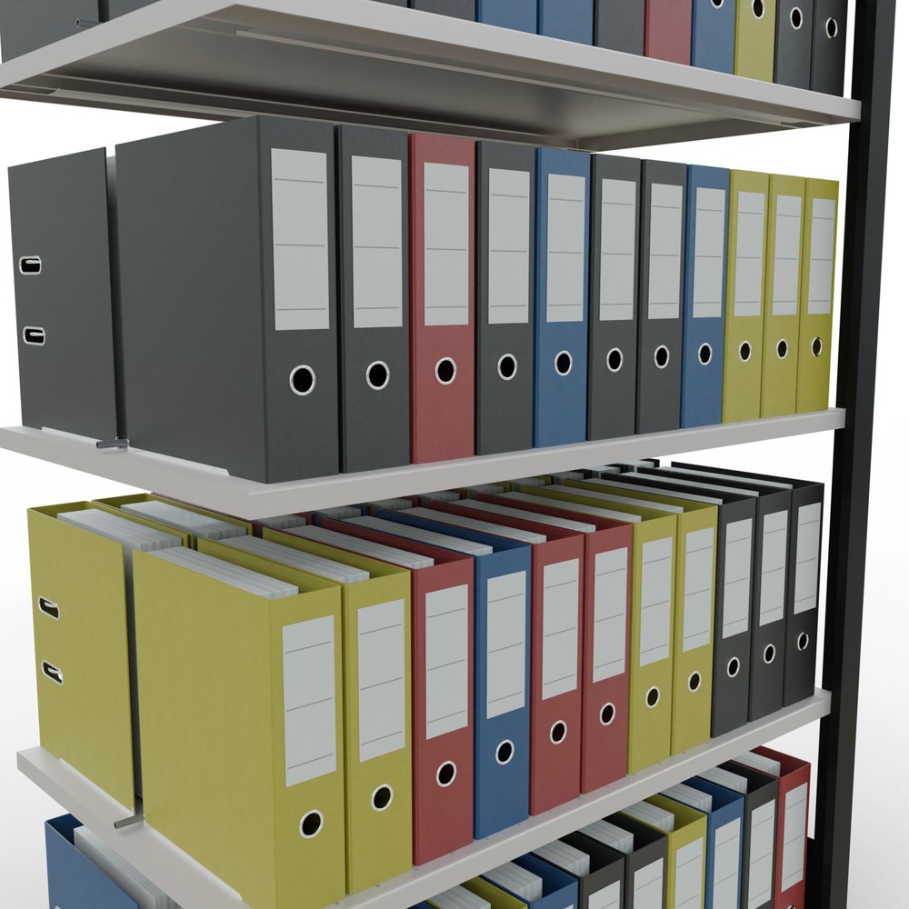 Número de imagen del producto 3: Estantería para archivos SCHULTE, módulo adicional, bilateral, con topes intermedios, carga por estante de 150 kg, negra, Al x An x P: 1.800 x 1.000 x 600 mm