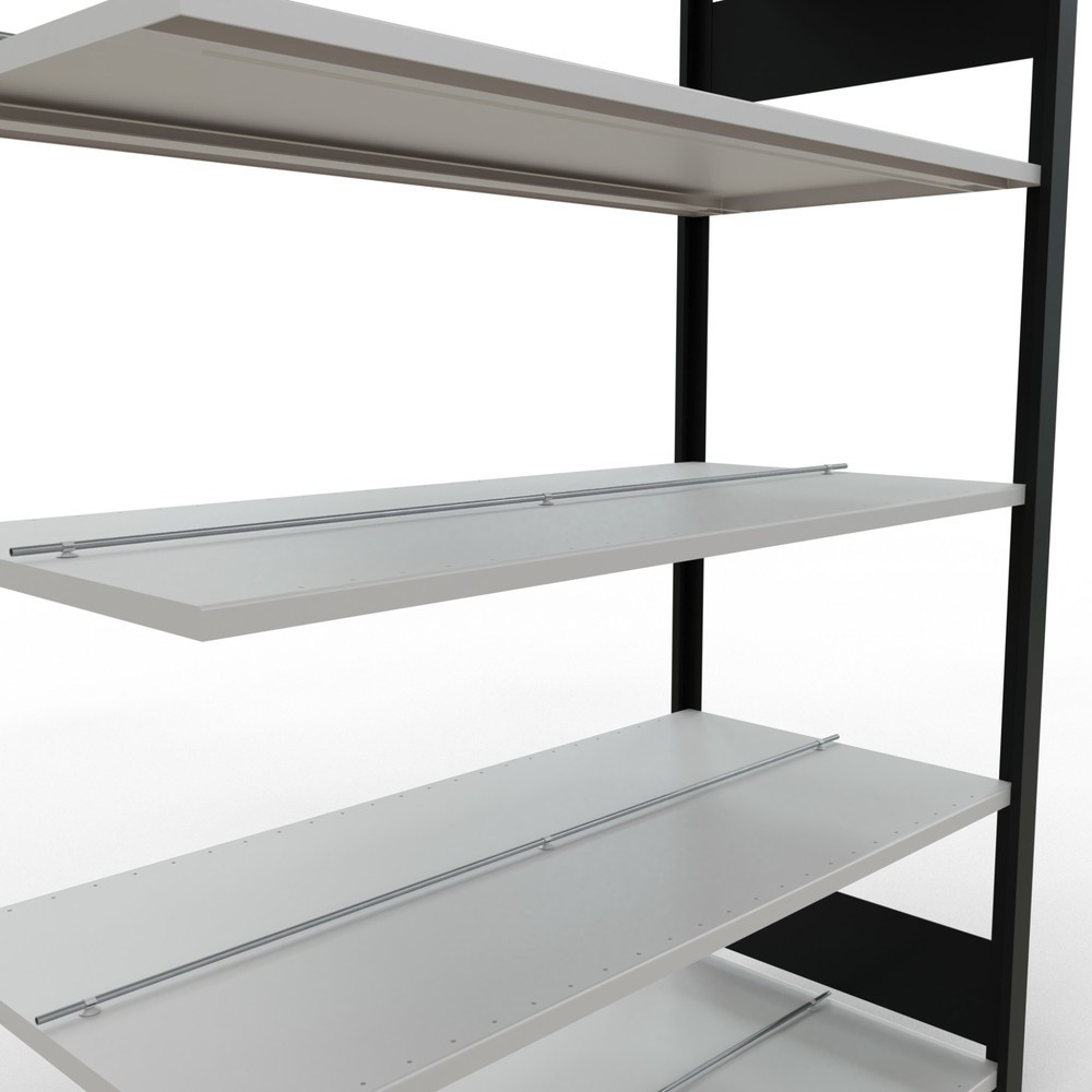 Número de imagen del producto 4: estantería para archivo SCHULTE módulo adicional, doble cara, con topes centrales, carga por estante 150 kg, negro, alto H x An x F 1.800 x 1.300 x 600 mm
