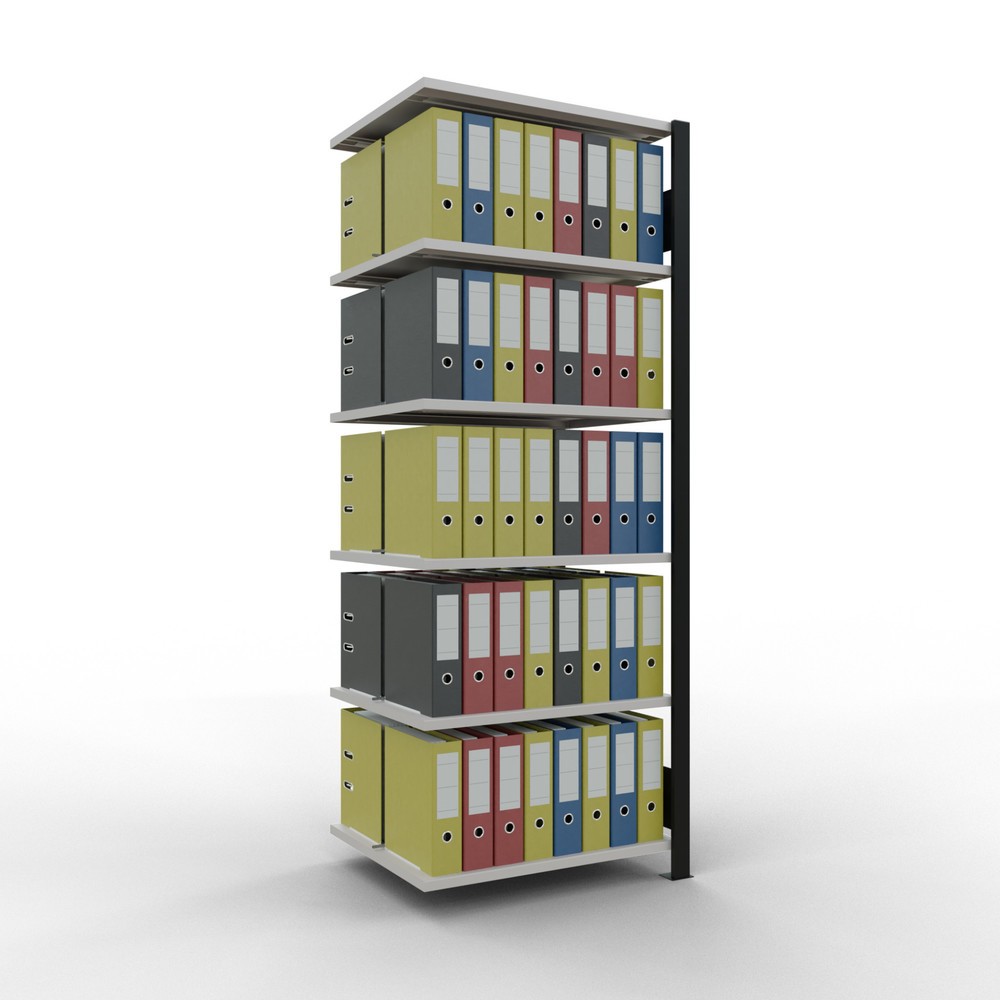 Número de imagen del producto 2: estantería para archivo SCHULTE módulo adicional, doble cara, con topes centrales, carga por estante 150 kg, negro, alto H x An x F 2.000 x 750 x 600 mm
