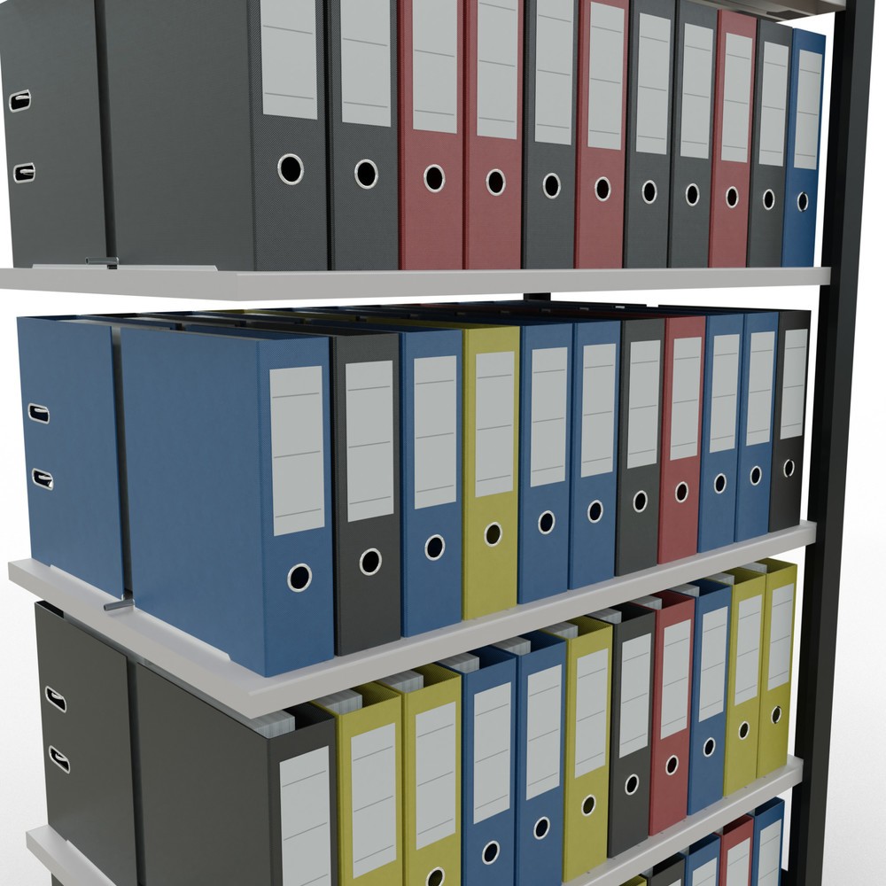 Número de imagen del producto 3: Estantería para archivos SCHULTE, módulo adicional, bilateral, con topes intermedios, carga por estante de 150 kg, negra, Al x An x P: 2.000 x 1.000 x 600 mm