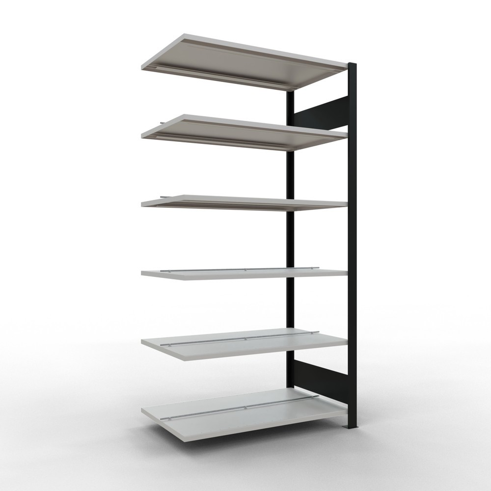 Imagen del producto: Estantería para archivos SCHULTE, módulo adicional, bilateral, con topes intermedios, carga por estante de 150 kg, negra, Al x An x P: 2.000 x 1.000 x 600 mm