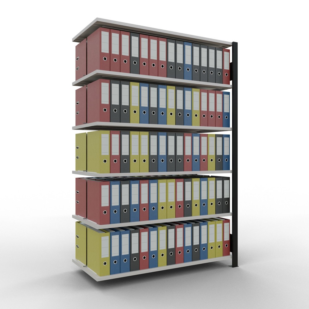 Número de imagen del producto 2: Estantería para archivos SCHULTE, módulo adicional, bilateral, con topes intermedios, carga por estante de 150 kg, negra, Al x An x P: 2.000 x 1.300 x 600 mm