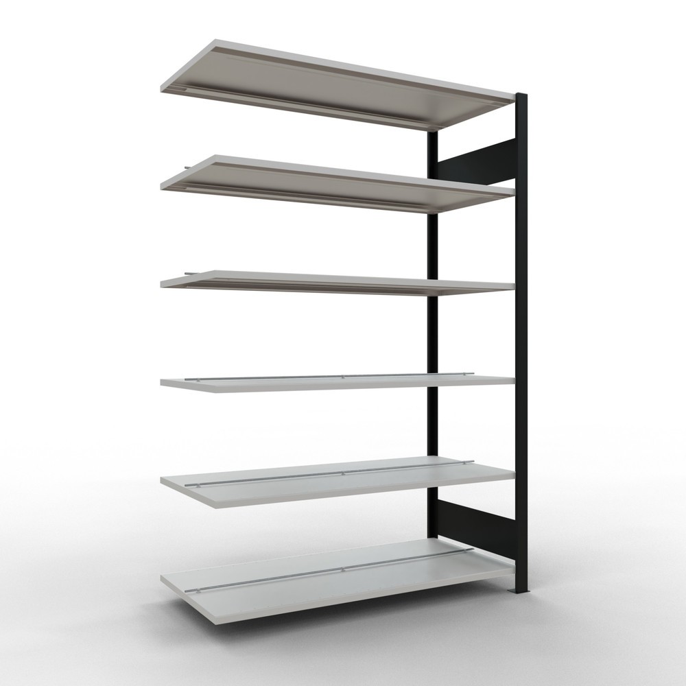 Imagen del producto: Estantería para archivos SCHULTE, módulo adicional, bilateral, con topes intermedios, carga por estante de 150 kg, negra, Al x An x P: 2.000 x 1.300 x 600 mm