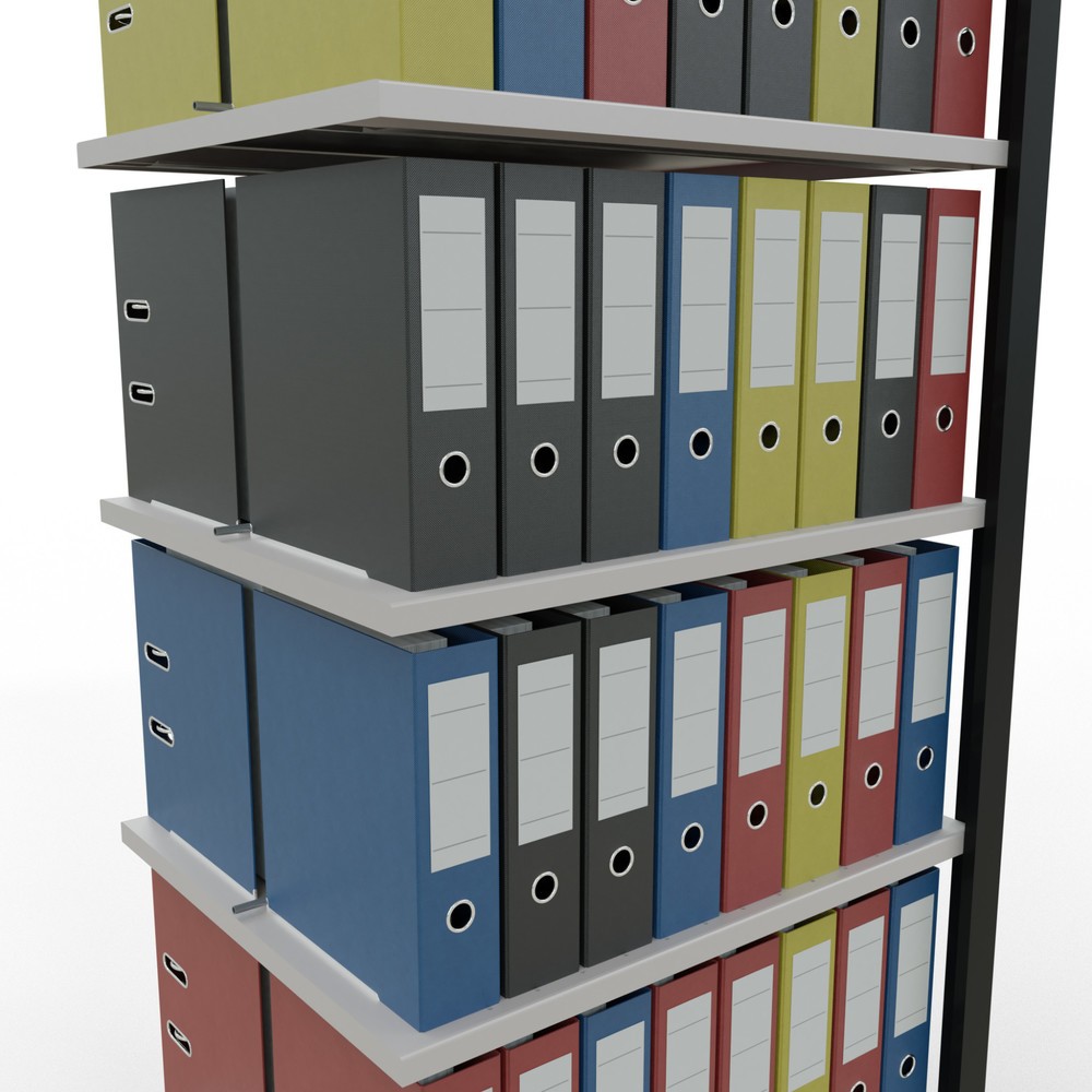 Número de imagen del producto 3: Estantería para archivos SCHULTE, módulo adicional, bilateral, con topes intermedios, carga por estante de 150 kg, negra, Al x An x P: 2.300 x 750 x 600 mm