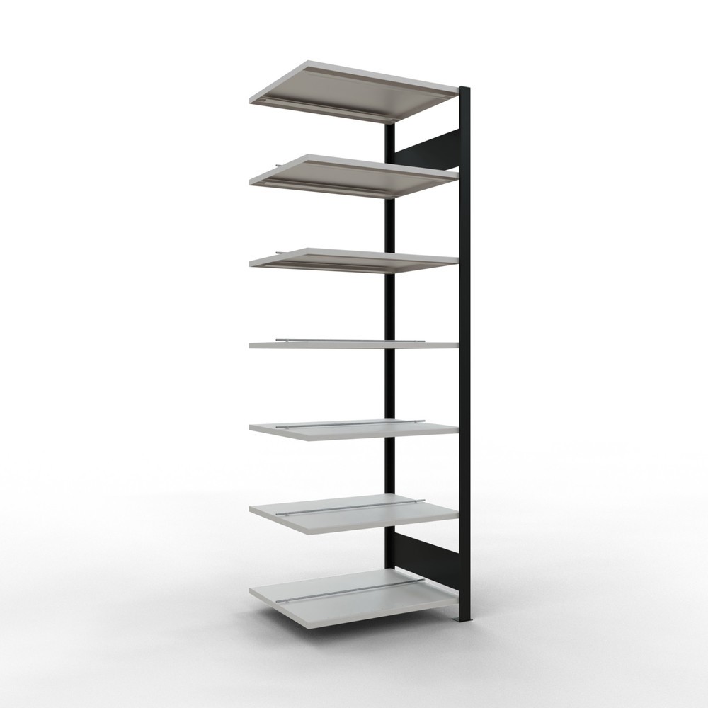 Número de imagen del producto 1: Estantería para archivos SCHULTE, módulo adicional, bilateral, con topes intermedios, carga por estante de 150 kg, negra, Al x An x P: 2.300 x 750 x 600 mm