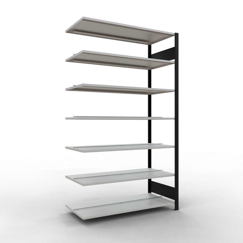Imagen del producto: Estantería para archivos SCHULTE, módulo adicional, bilateral, con topes intermedios, carga por estante de 150 kg, negra, Al x An x P: 2.300 x 1.300 x 600 mm