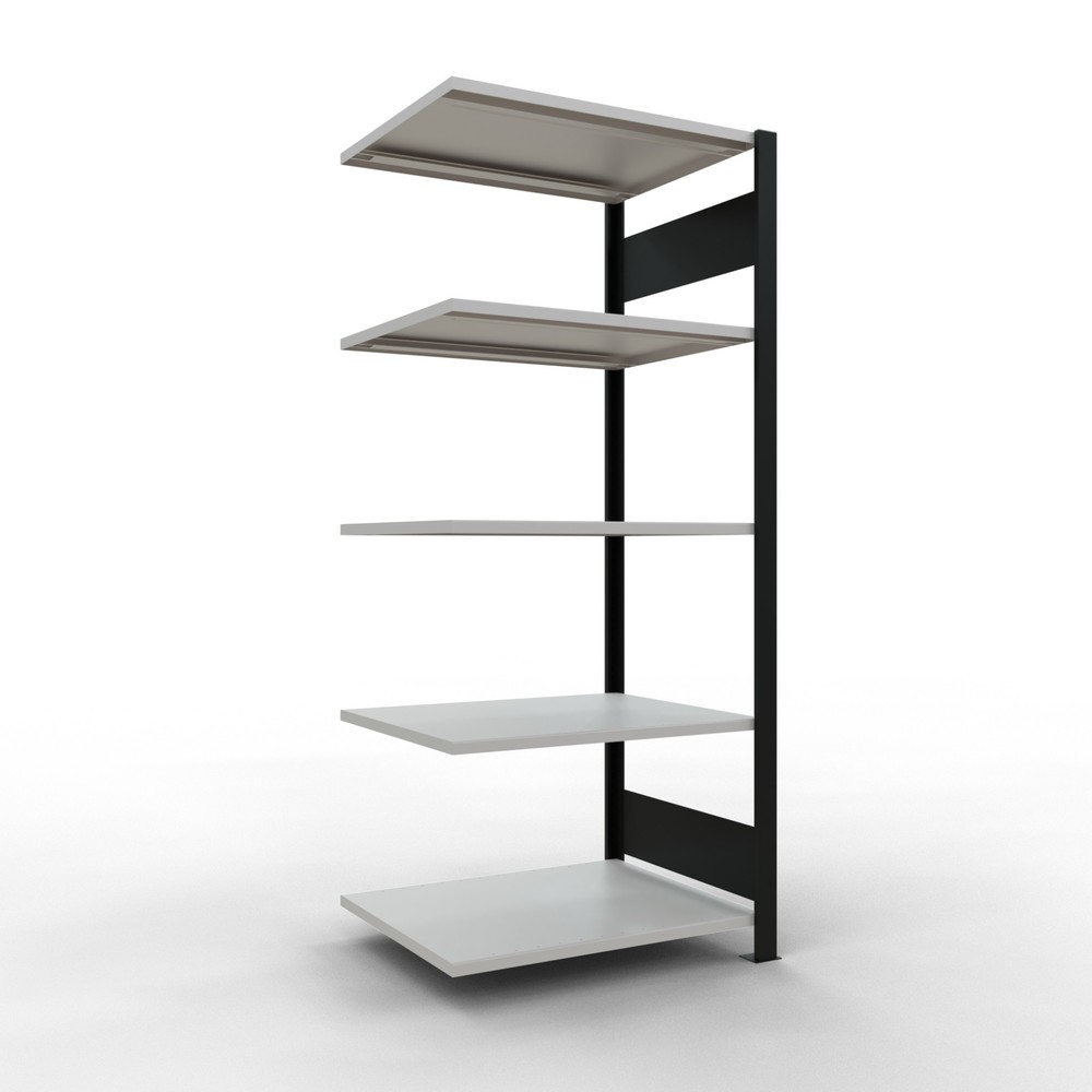 Imagen del producto: estantería para archivo SCHULTE módulo adicional, doble cara, sin topes centrales, carga por estante 150 kg, negro, alto H x An x F 1.800 x 750 x 600 mm