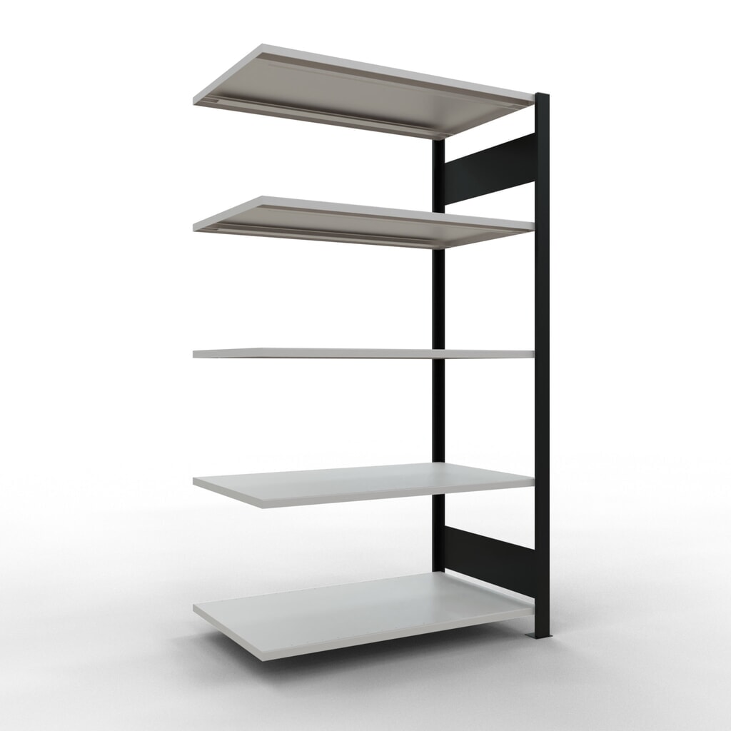 Imagen del producto: estantería para archivo SCHULTE módulo adicional, doble cara, sin topes centrales, carga por estante 150 kg, negro, alto H x An x F 1.800 x 1.000 x 600 mm