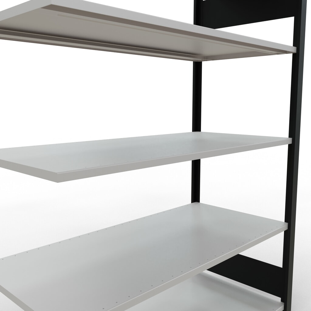 Número de imagen del producto 4: estantería para archivo SCHULTE módulo adicional, de doble cara, sin topes centrales, carga por estante 150 kg, negro, alto H x An x F 1.800 x 1.300 x 600 mm