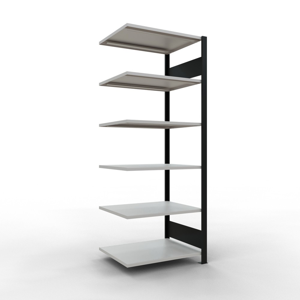 Imagen del producto: Estantería para archivos SCHULTE, módulo adicional, bilateral, sin topes intermedios, carga por estante de 150 kg, negra, Al x An x P: 2.000 x 750 x 600 mm