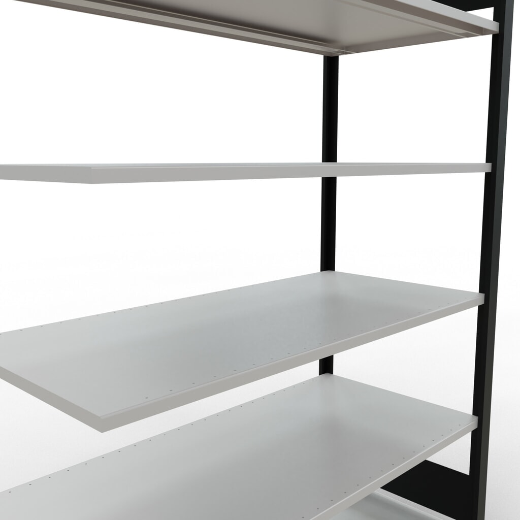 Estantería para archivos SCHULTE, módulo adicional, bilateral, sin topes intermedios, carga por estante de 150 kg, negra, Al x An x P: 2.000 x 1.300 x 600 mm Número de imagen del producto 4: Estantería para archivos SCHULTE, módulo adicional, bilateral, sin topes intermedios, carga por estante de 150 kg, negra, Al x An x P: 2.000 x 1.300 x 600 mm