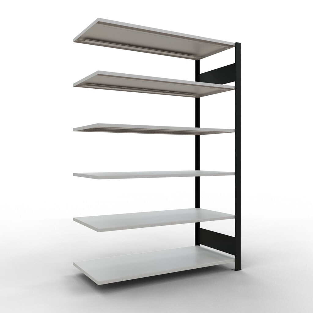 Imagen del producto: Estantería para archivos SCHULTE, módulo adicional, bilateral, sin topes intermedios, carga por estante de 150 kg, negra, Al x An x P: 2.000 x 1.300 x 600 mm