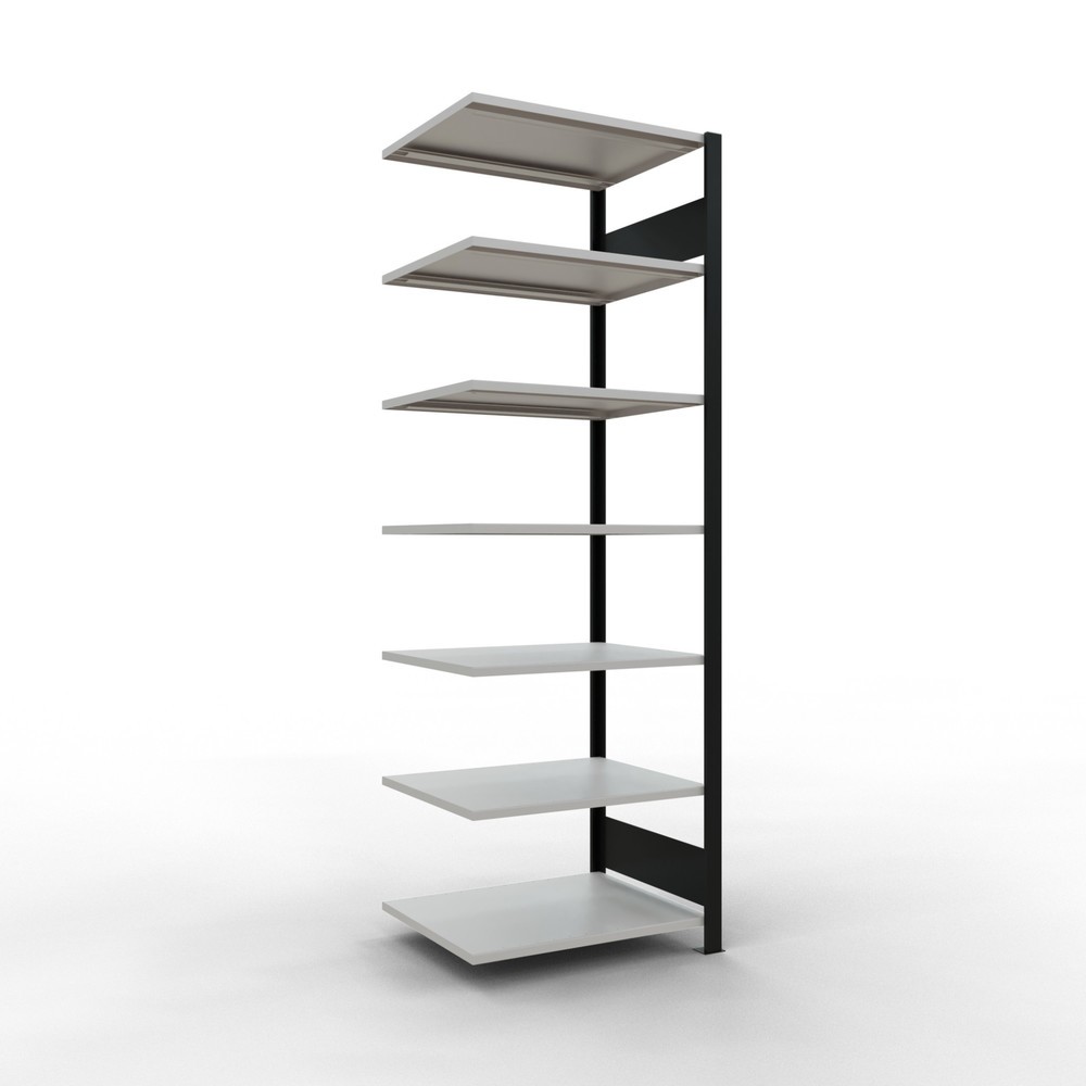 Imagen del producto: estantería para archivo SCHULTE módulo adicional, doble cara, sin topes centrales, carga por estante 150 kg, negro, alto H x An x F 2.300 x 750 x 600 mm
