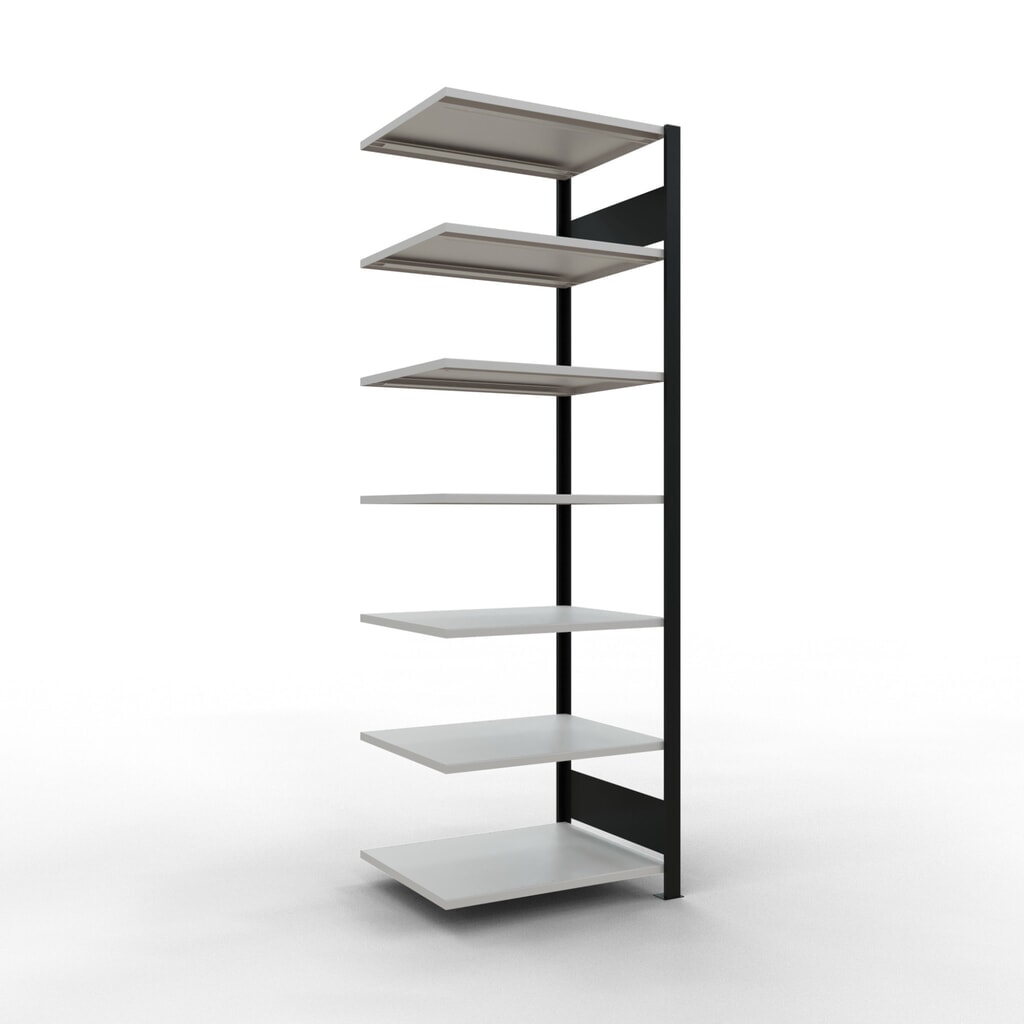 Imagen del producto: estantería para archivo SCHULTE módulo adicional, doble cara, sin topes centrales, carga por estante 150 kg, negro, alto H x An x F 2.300 x 750 x 600 mm