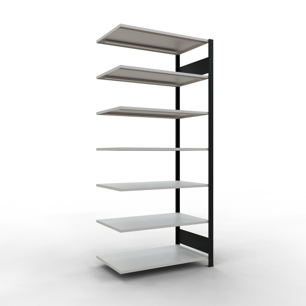 Imagen del producto: Estantería para archivos SCHULTE, módulo adicional, bilateral, sin topes intermedios, carga por estante de 150 kg, negra, Al x An x P: 2.300 x 1.000 x 600 mm