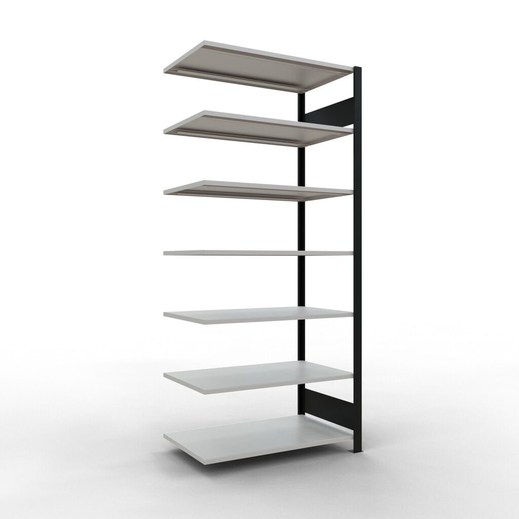 Imagen del producto: Estantería para archivos SCHULTE, módulo adicional, bilateral, sin topes intermedios, carga por estante de 150 kg, negra, Al x An x P: 2.300 x 1.000 x 600 mm