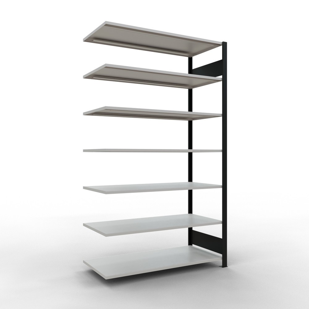 Imagen del producto: Estantería para archivos SCHULTE, módulo adicional, bilateral, sin topes intermedios, carga por estante de 150 kg, negra, Al x An x P: 2.300 x 1.300 x 600 mm