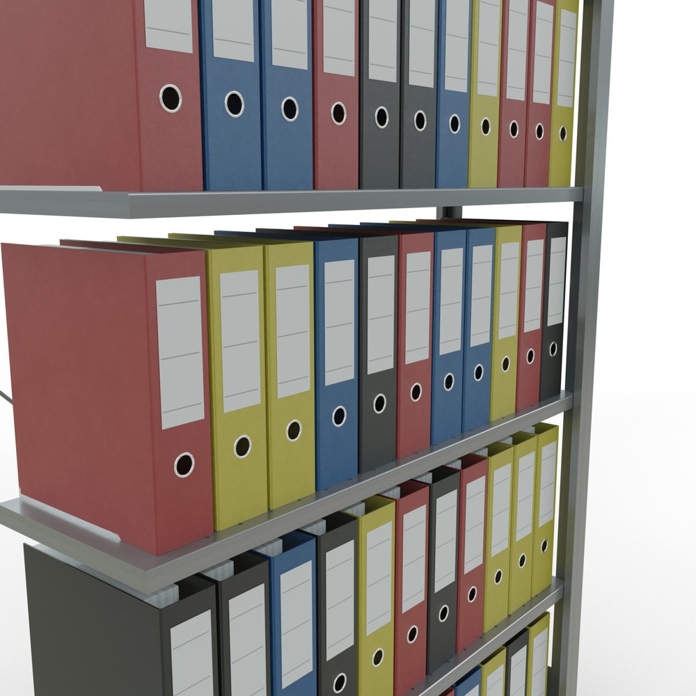 Número de imagen del producto 3: Estantería para archivos SCHULTE, módulo adicional, unilateral, sin topes finales, carga por estante de 85 kg, Al x An x P: 2.000 x 1.000 x 300 mm