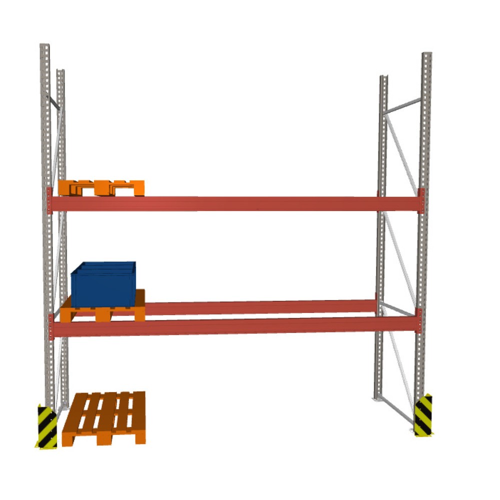 Número de imagen del producto 1: Estantería de paletización META MULTIPAL, módulo inicial, carga por estante 7.920 kg, H x An x Fo 2.700 x 3.600 x 1.100 mm