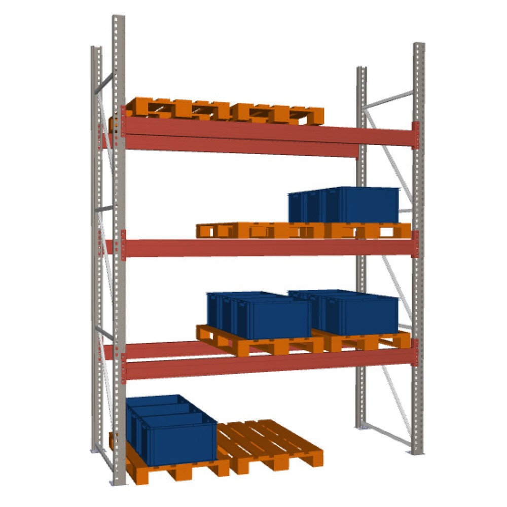 Imagen del producto: Estantería de paletización META MULTIPAL, módulo inicial, carga por estante 8.790 kg, H x An x Fo 3.800 x 2.700 x 1.100 mm