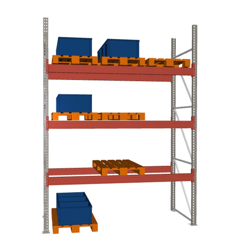 Imagen del producto: Estantería de paletización META MULTIPAL, módulo inicial, carga por estante 12.480 kg, H x An x Fo 3.800 x 2.700 x 1.100 mm