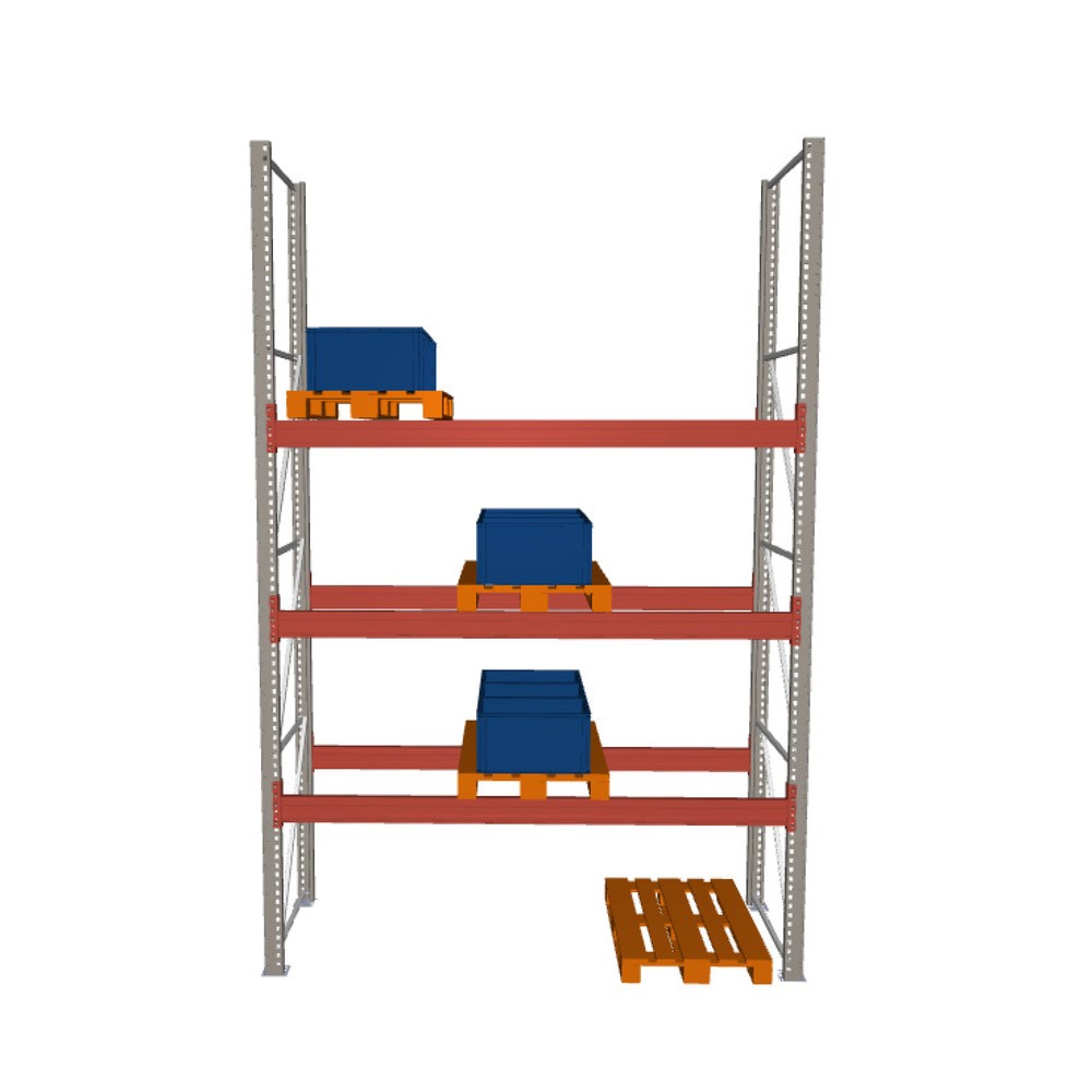 Imagen del producto: Estantería de paletización META MULTIPAL, módulo inicial, carga por estante 8.790 kg, H x An x Fo 4.400 x 2.700 x 1.100 mm
